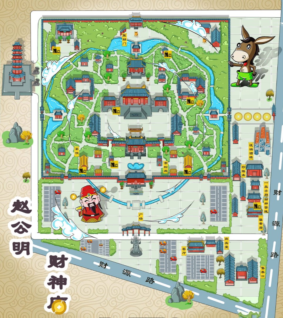 开化寺庙类手绘地图